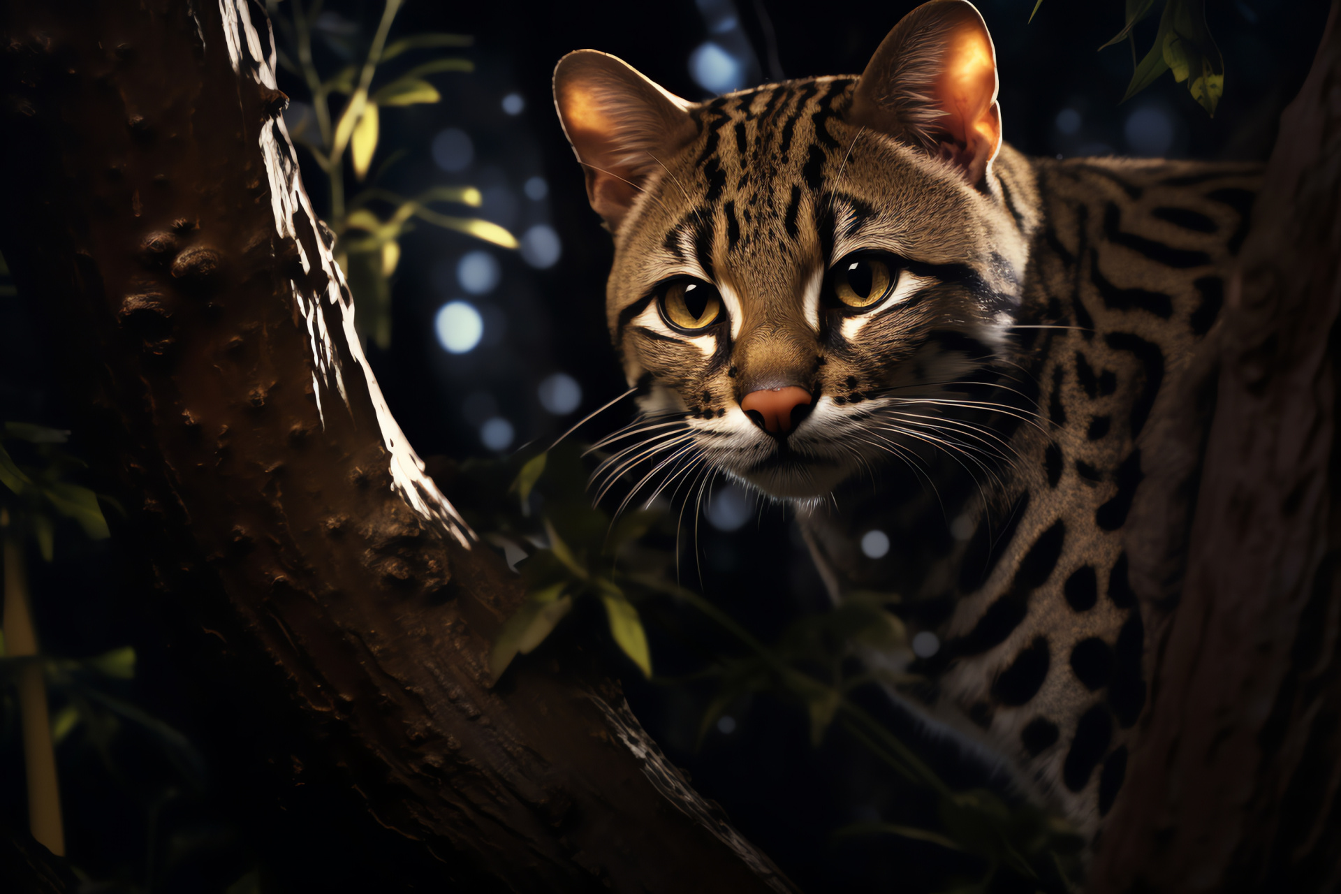 Ocelot, Wildcat species, Nocturnal predator, Tropical rainforest inhabitant, Stealthy hunter, HD Desktop Wallpaper