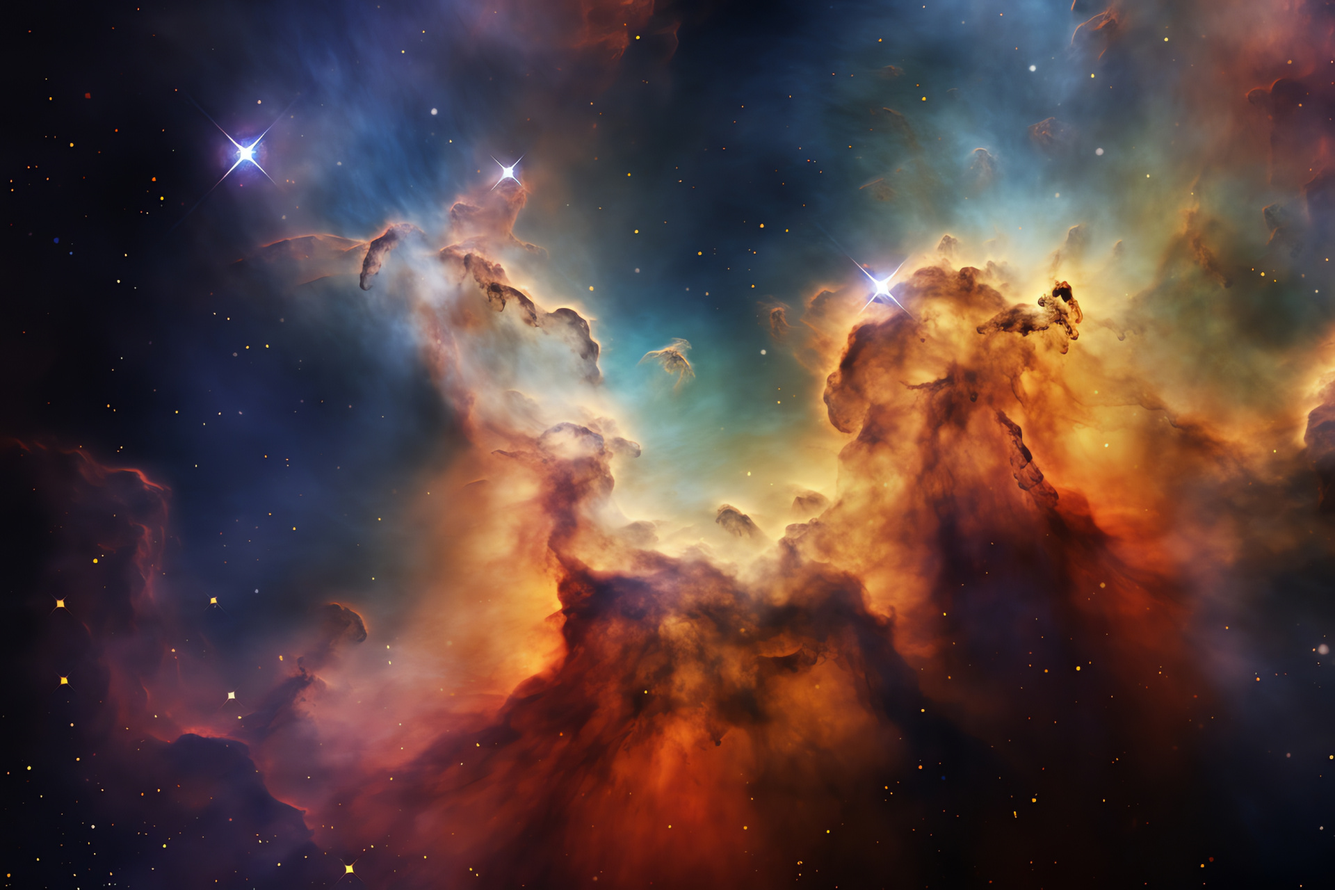 Carina Nebula exploration, astral cloudscape, cosmic birthplace, nebular glow, NASA detailed capture, HD Desktop Image