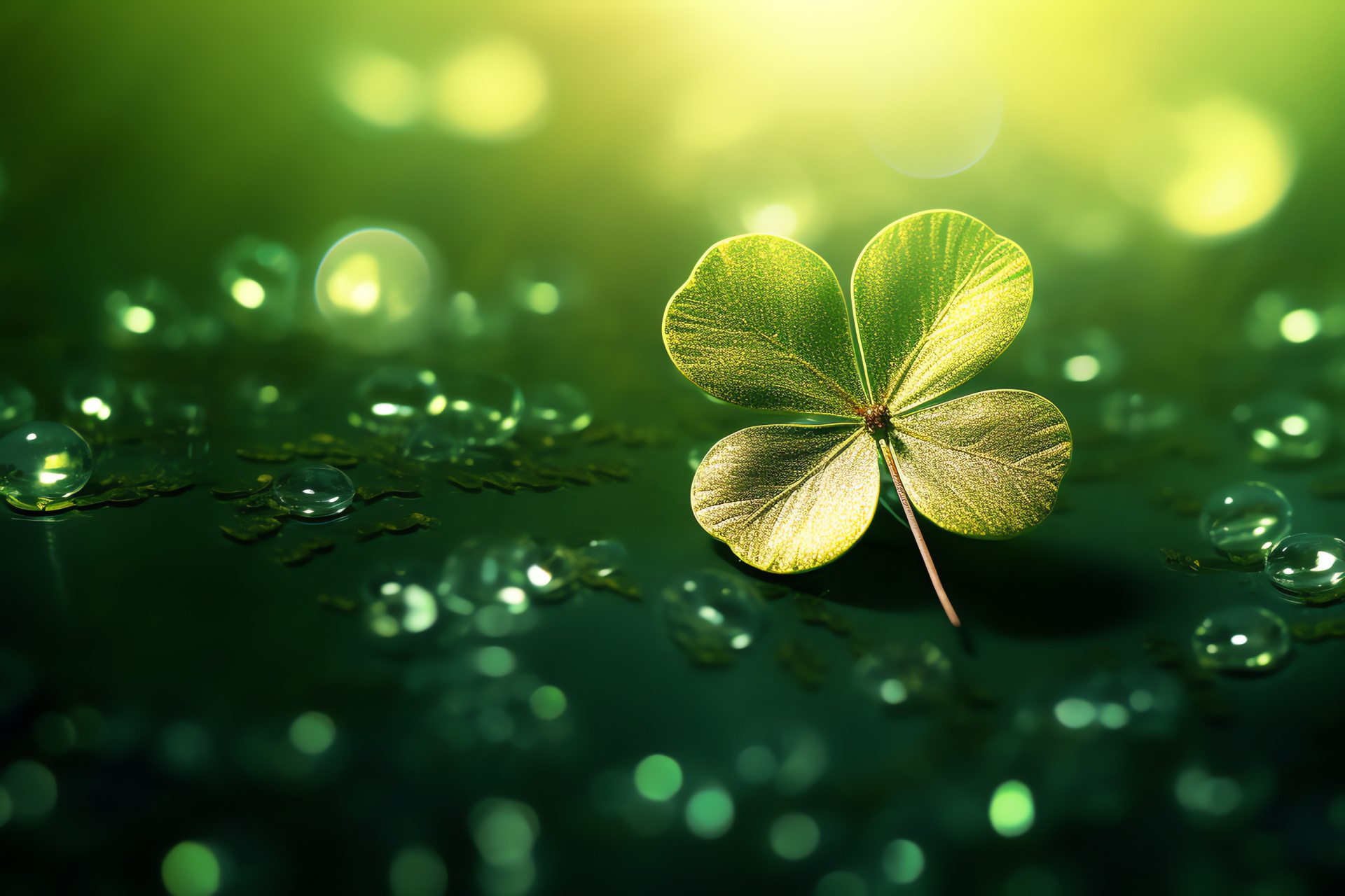 Clover leaf, verdant hue, fortune symbol, Irish event, March festivities, HD Desktop Wallpaper