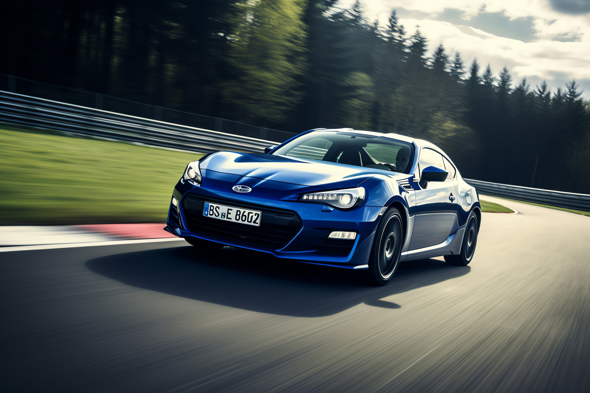 Subaru BRZ at Nrburgring, German track prowess, lightweight chassis build, rear-wheel dynamics, performance snapshot, HD Desktop Image